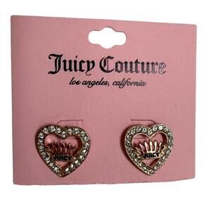 Brand New Juicy Couture Earrings Heart Rhinestone Studs